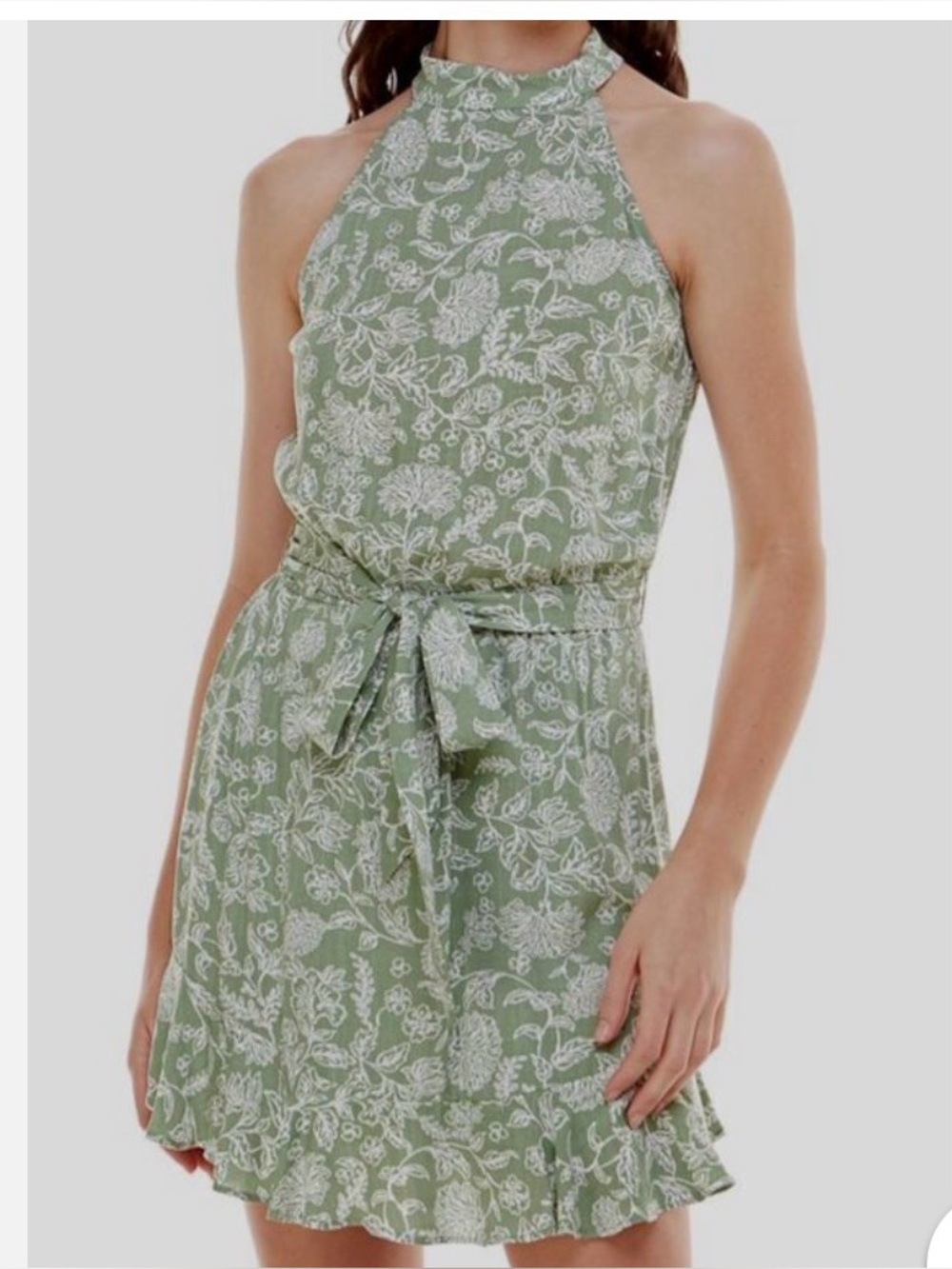 B Smart Green Floral Halter Sundress